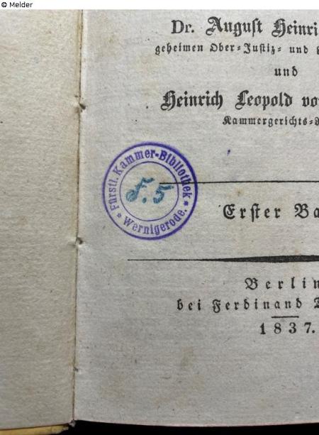 Fürstl. Kammer-Bibliothek Wernigerode